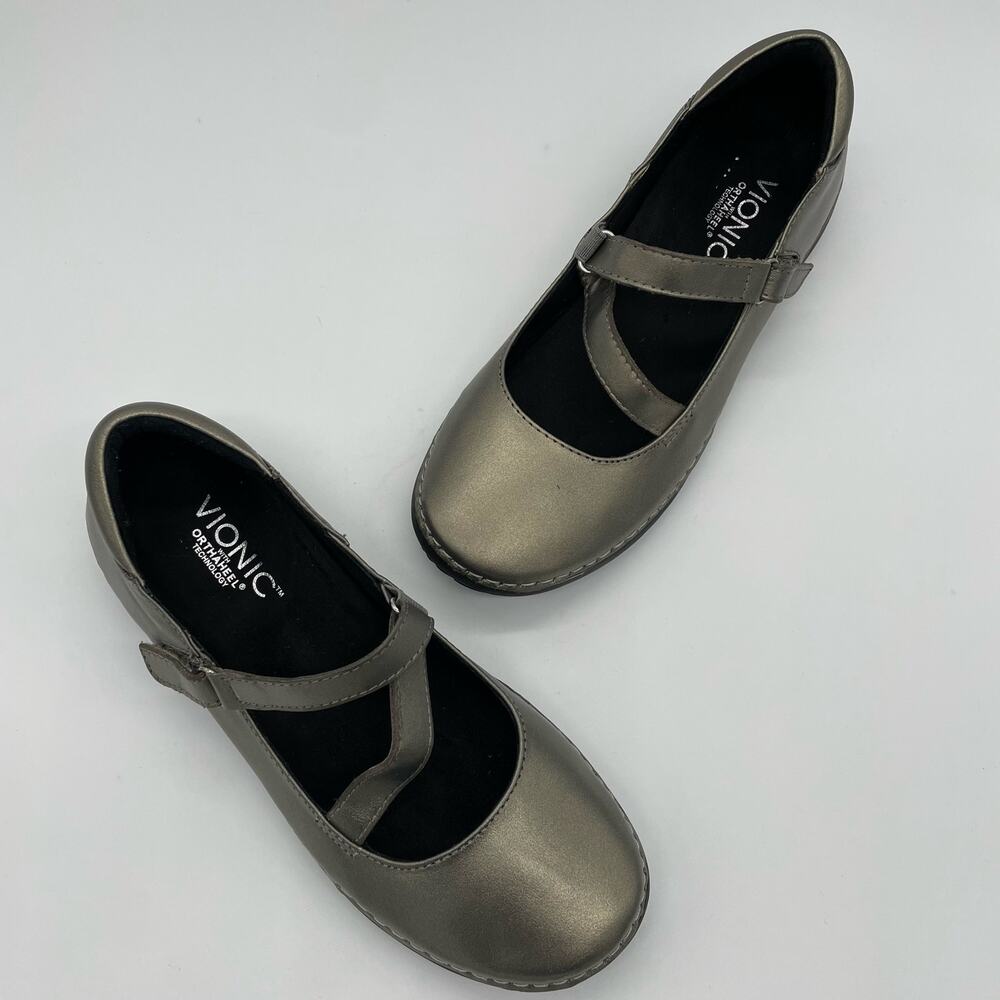 Vionic Judith Mary Jane Shoes - Metallic - US 7